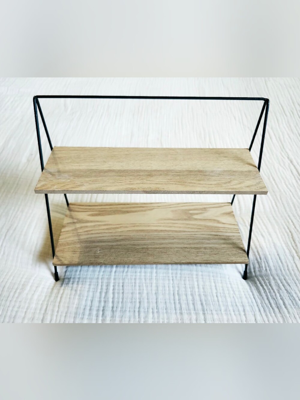 Natural Wood Tone Bathroom Shelf Organizer